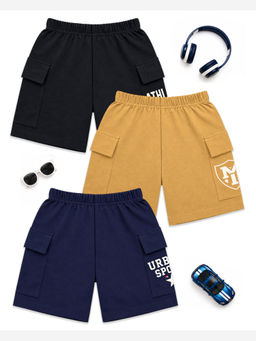Kuchipoo - Boys Regular Fit Cotton Shorts (Pack of 3)
