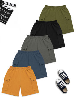 Kuchipoo - Boys Regular Fit Multi-Color Cotton Shorts (Pack of 5)