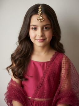 Choko - White Kundan Fashion Maangtikaa (3-12 Years)