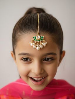 Choko - Green Kundan Fashion Maangtikaa (3-12 Years)