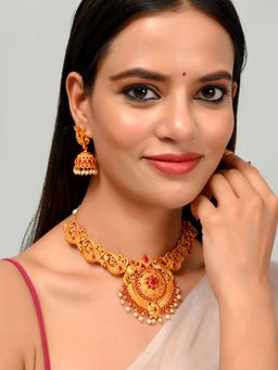 Silvermerc Designs - Women Gold Toned & Plated Temple Jewellery (Set of 2)