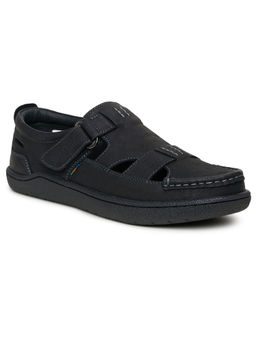 BUCKAROO - Black Lexi Full Grain Natural Leather Casual Sandals for Men