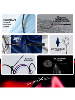 Li-Ning - Turbo X 80 III Strung Badminton Racket with Free Full Racket Cover (Black-Gold, 87 grams)