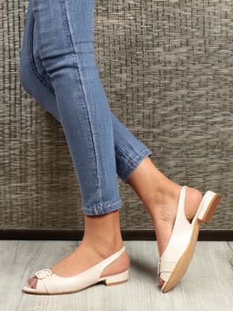 Carlton London - Women White Slingback Unique Buckle Detail Sandal Heels