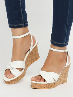 Twenty Dresses by Nykaa Fashion - White Round Toe Twisted Detail Wedges