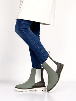 Yoho - Women Printed Stylish Comfortable Lightweight Chelsea Boots Olive