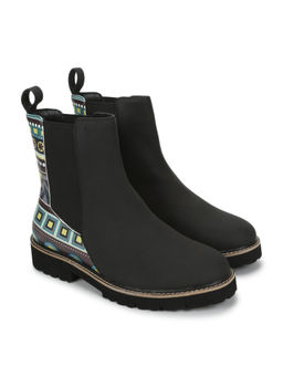 Yoho - Women Printed Stylish Comfortable Lightweight Chelsea Boots Black