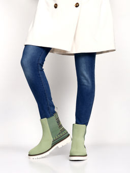 Yoho - Women Printed Stylish Comfortable Lightweight Chelsea Boots Green