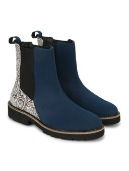 Yoho - Women Printed Stylish Comfortable Lightweight Chelsea Boots Navy Blue
