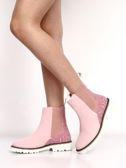 Yoho - Women Printed Stylish Comfortable Lightweight Chelsea Boots Mauve