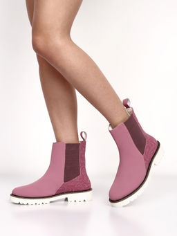 Yoho - Women Printed Stylish Comfortable Lightweight Chelsea Boots Pink