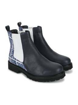 Yoho - Women Printed Stylish Comfortable Lightweight Chelsea Boots Navy Blue