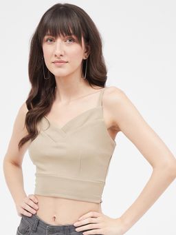 Kibo - Beige Polyester Crop Top