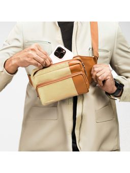 Assembly - Cross Body Fanny Pack with Adjustable Straps and Zipper Pockets- Beige (S)