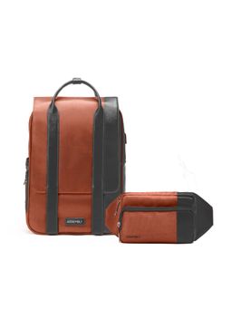 Assembly - Travel Backpack with USB Charging Port Plus Fanny Pack Combo- Rust (Set of 2) (L)