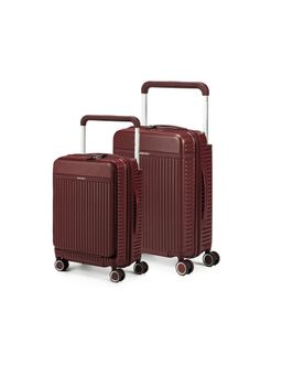 Assembly - Luggage Set of 2 - Premium Cabin & Medium Trolley Bags with Wide Handle & USB Port Charging- Red