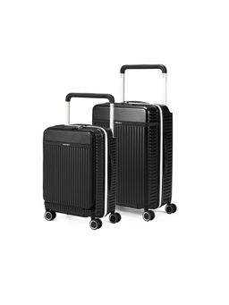 Assembly - Luggage Set of 2 - Premium Cabin & Medium Trolley Bags with Wide Handle & USB Port Charging- Black
