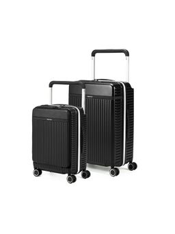 Assembly - Luggage Set of 2 - Premium Cabin & Large Trolley Bags with Wide Handle & USB Port Charging- Black