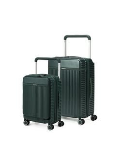 Assembly - Luggage Set of 2 - Premium Cabin & Large Trolley Bags with Wide Handle & USB Port Charging- Green