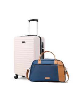 Assembly - Medium Polycarbonate Ivory Check-in Luggage (60L) with Blue Weekender Duffle Bag (38L)