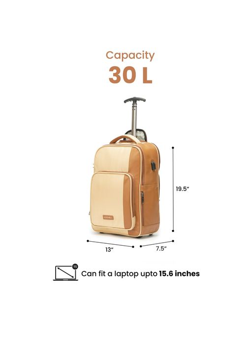 Buy Laptop Roller Case (30L) - Weekender Travel Backpack with Wheels for  Men & Women - Beige Online