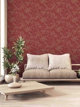 Excel - Wallpaper Red Conifers Blooms With Metallic Finish