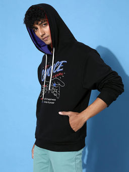 Difference of Opinion - Black Graphic Oversized Hoodie