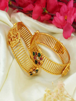 GRIIHAM - Gold Plated Studded Set of 2 Ad Bangles