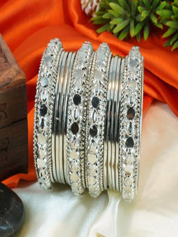 GRIIHAM - Fancy Silver Plated Set of 12 Bangles (2.6)