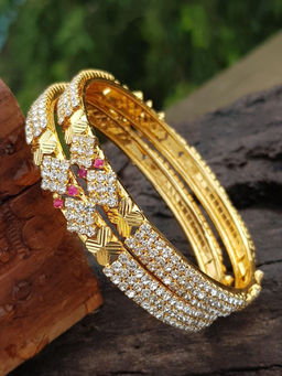 GRIIHAM - Gold Plated Studded Set of 2 Bangles