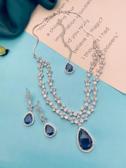 Abdesigns - Purple Sophisticated American Diamond Silver Plated Jewellery Set