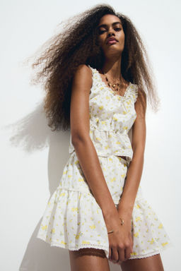 H&M - Women Multi-Color Lace-Detail Mini Skirt