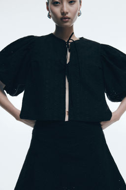 H&M - Women Black Broderie Anglaise Mini Skirt