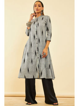 Soch - Women Grey Cotton Printed Kurta