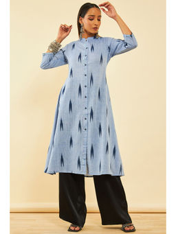 Soch - Women Blue Cotton Printed Kurta