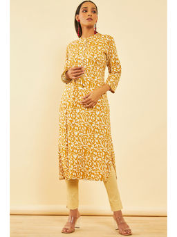 Soch - Women Mustard Viscose Floral Kurta