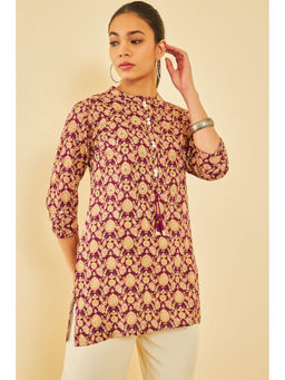 Soch - Women Wine Rayon Floral Tunic