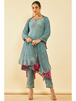 Soch - Women Green Crepe Floral Kurta with Pant & Dupatta (Set of 3)