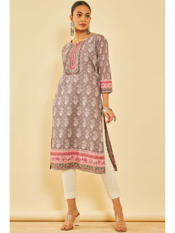 Soch - Women Purple Cotton Floral Kurta