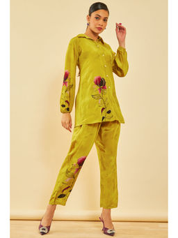 Soch - Women Yellow Crepe Floral Co-Ord (Set of 2)