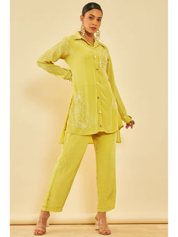 Soch - Women Yellow Crepe Embellished Co-Ord (Set of 2)
