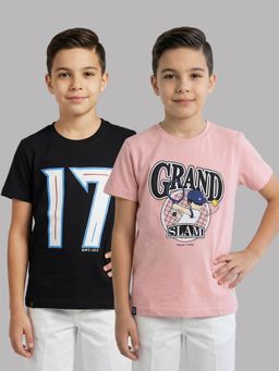 Monte Carlo - Boys Peach Cotton Half Sleeves T-Shirts (Pack of 2)