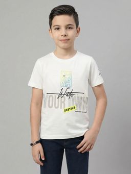 Monte Carlo - Boys Off White Wool Blend Half Sleeves T-Shirt