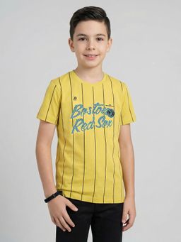 Monte Carlo - Boys Yellow Cotton Blend Half Sleeves T-Shirt
