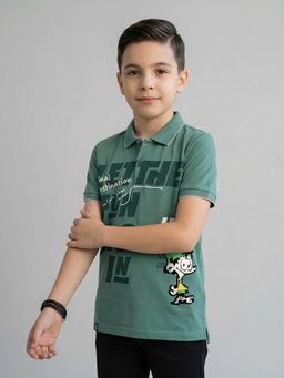 Monte Carlo - Boys Olive Wool Blend Half Sleeves Polo T-Shirt
