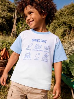 Somersault - Boys White Cotton Half Sleeves T-Shirt