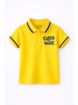 Trampoline - Boys Yellow Cotton Blend Half Sleeves Polo T-Shirt