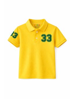 Trampoline - Boys Yellow Cotton Blend Half Sleeves Polo T-Shirt