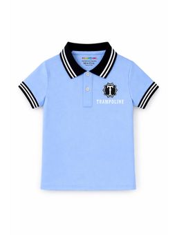 Trampoline - Boys Blue Cotton Blend Half Sleeves Polo T-Shirt