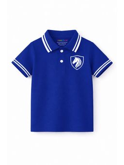Trampoline - Boys Navy Blue Cotton Blend Half Sleeves Polo T-Shirt